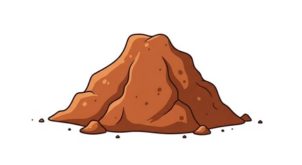 Pile of Soil - Cartoon Illustration of Dirt Mound for Gardening and Construction.