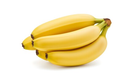 Fresh Yellow Banana Bunch Isolated on White Background