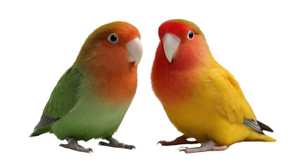 Pair of Lovebirds: Capture the vibrant beauty of two lovebirds perched side by side, their colorful plumage and affectionate nature a heartwarming scene.