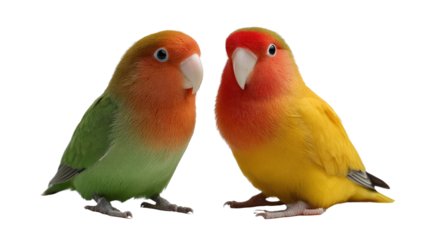 Pair of Lovebirds: Capture the vibrant beauty of two lovebirds perched side by side, their colorful plumage and affectionate nature a heartwarming scene.