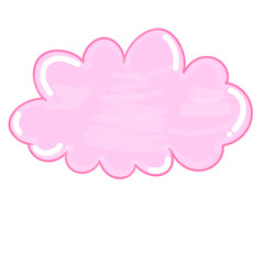 Cute pastel pink cartoon clouds illustration, fluffy dreamy shapes for kids design, stickers, or decor