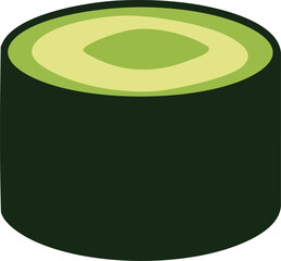 Close-up of a single piece of sushi, featuring avocado and seaweed, a culinary delight.