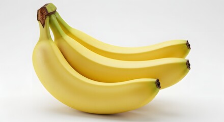 Fresh Yellow Banana Bunch Isolated on White Background