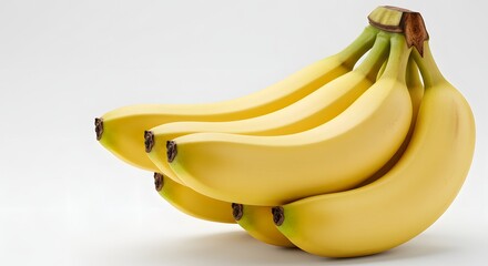 Fresh Yellow Banana Bunch Isolated on White Background