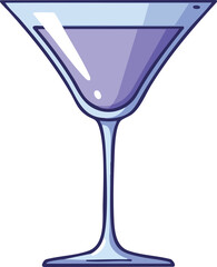 Stylized illustration of a martini glass filled with a purple cocktail, featuring a sleek design and a light reflection on the liquid.