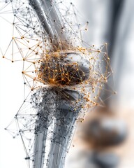 Detailed visualization of complex neural connections and synapses in a futuristic neuroscience study environment at a research facility