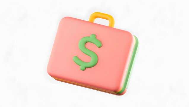 Pink suitcase with dollar sign isolated on white background - Powered by Adobe