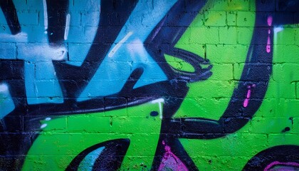vibrant spray paint graffiti in neon blue green on textured wall 90s urban style graffiti art colorful spray patterns street art mural backgrounds digital art modern 90s visuals