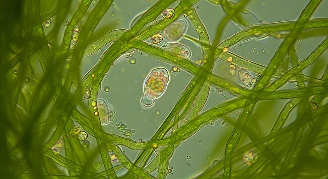 A close-up of tiny rotifers swimming in clear freshwater, showcasing their transparent bodies and intricate internal structures.