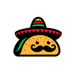 cartoon mexican sombrero tacos