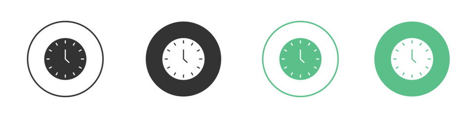 Time clock icons concepts. black sign set