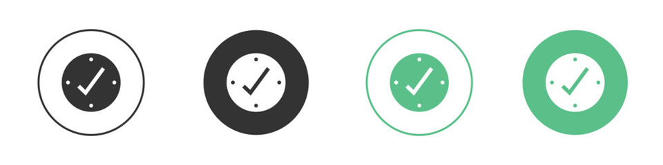 Time check icons concepts. black sign set