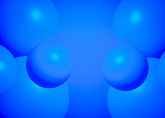 blue Christmas balls on an abstract background