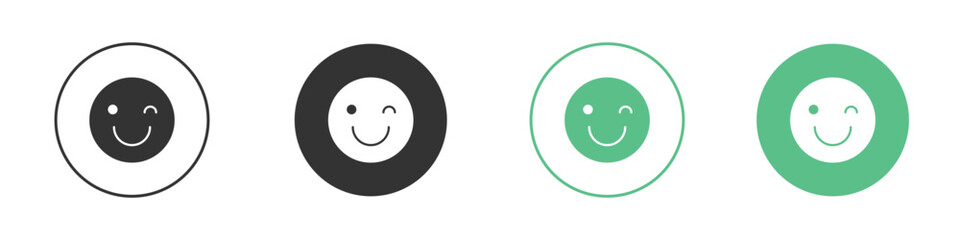 Smile wink icons concepts. black sign set