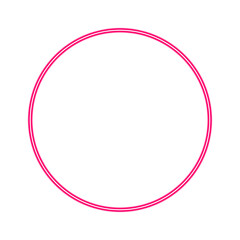 pink glowing neon  circle outline isolated on white background minimal abstract round frame graphic design