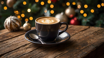 Obraz premium cup of coffee with christmas decorations