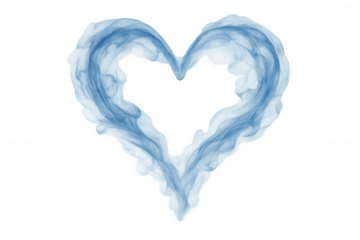 Heart shape formed by blue smoke or abstract vapor lines with airy texture, representing love and romance, transparent background