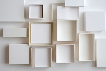 Minimalist Composition of White Boxes on a White Background.