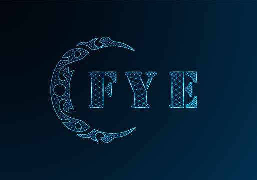 Low poly letter logo FYE design. FYE letter logo low poly vector design on blue color gradient background. FYE logo low poly design