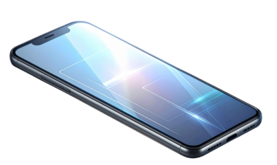 Minimalist Futuristic Phone Icon with Transparent Floating Interface, Transparent Background