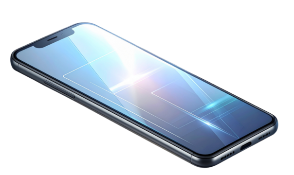 Minimalist Futuristic Phone Icon with Transparent Floating Interface, Transparent Background - Powered by Adobe