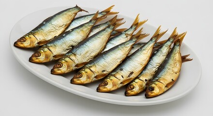 Grilled Fish Served on Plate Isolated on White Background