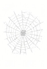 Obraz premium Cobweb in a Retro Halftone Visual with Print Distress and Light Scratches; the web should combine muted gray tones with halftone speckle and white negative space for a vintage, worn illustration.
