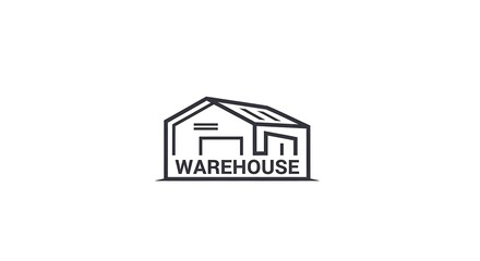 Warehouse Logo Design - Minimalist Industrial Building Icon.