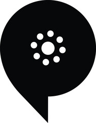 Minimalist Black And White Abstract Icon Of A Location Pin Symbol And Shape For Bold Minimalism
