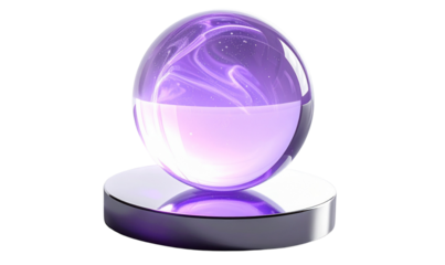  PNG Futuristic Holographic Purple Crystal Ball Floating Above Stand