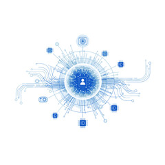 Obraz premium Intricate digital illustration of a central node connected to various data points, representing a network.
