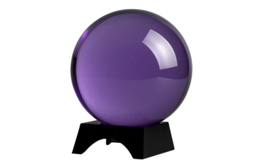 PNG Minimalist Purple Crystal Ball with Subtle Light Reflections, Side Angle