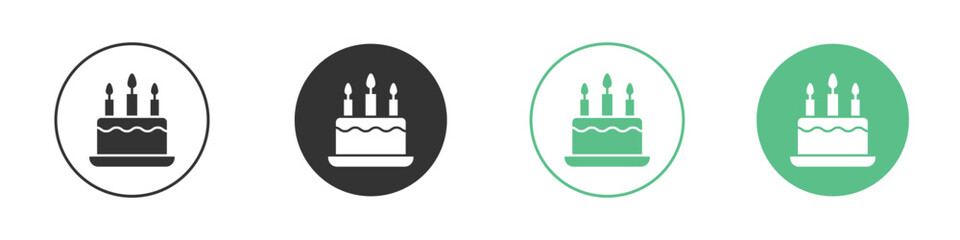 Cake birthday icons concepts. black sign set