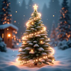 christmas tree with snow