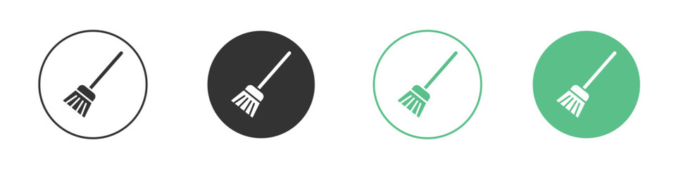 Broom icons concepts. black sign set