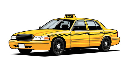A classic yellow taxi cab, a common sight in urban environments, ready to transport passengers