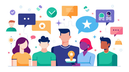 A group of people are sitting around a table with a man holding a star. Concept of collaboration and teamwork, with the people working together to achieve a common goal