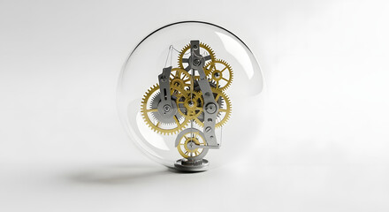 Innovative light bulb with intricate clockwork gears symbolizing ingenuity and bright ideas