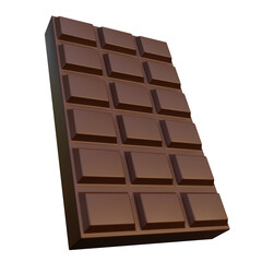 Isolated Chocolate Bar with Brown Rectangular Design on Transparent Background for Stock Photography