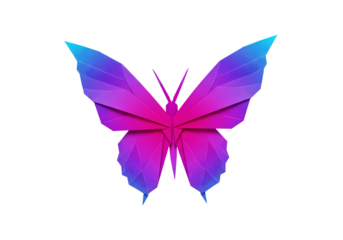 Geometric Butterfly: Pink, Purple, Low Poly Design Element