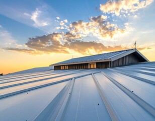 Obraz premium Modern building rooftop at sunset