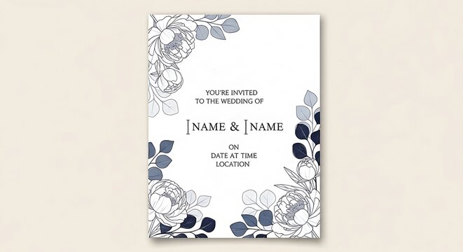 Elegant Floral Wedding Invitation with Names and Date. - Powered by Adobe