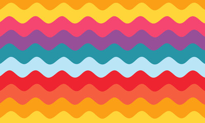 Vibrant Seamless Pattern with Colorful Horizontal Wavy Stripes
