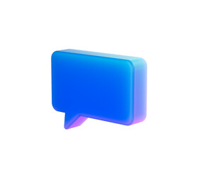 A glossy blue speech bubble icon, ideal for messaging and communication apps. 3D Illustration