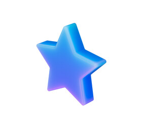 3D Glossy blue star icon with gradient glow, ideal for ratings, favorites or rewards. 3D Illustration