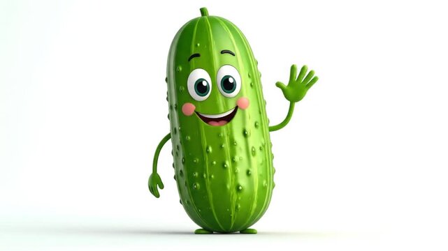 Cartoon pickle waving