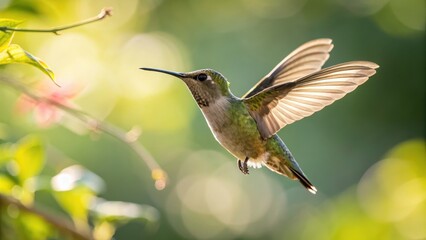 Fototapeta premium Hummingbird in flight displaying delicate wings and hovering gracefully