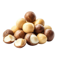 Pile of freshly shelled macadamia nuts offering a delicious and healthy snack option