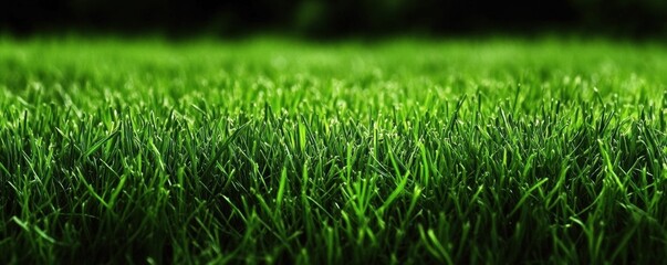 Close-up field green grass tall slender few with long