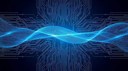 Abstract Digital Waveform and Circuit Board Pattern Background